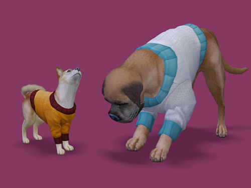 deedee-sims: 4t2 Dog Sweater!Phew, it’s done! Not perfect, it has clipping issues, but I managed to 