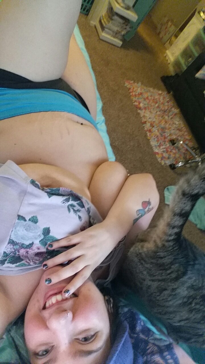 whatwoahhnsfw:  He loooves being in my nudes. 😂 (Pics from today’s snap)