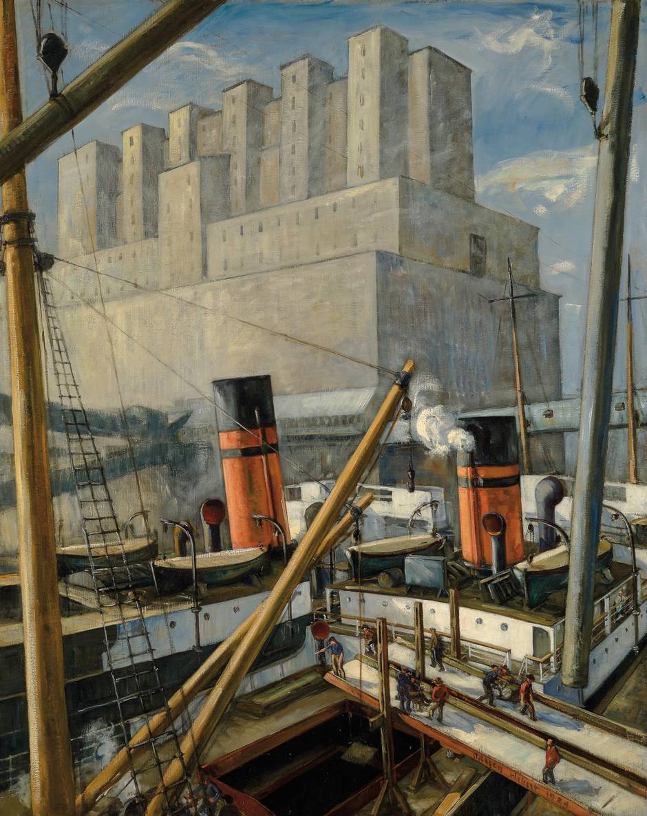   Adrien Hébert (Canadian, 1890-1967), Le Port de Montréal, 1924. Oil on canvas,