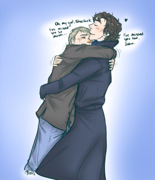 thedianachu:My first 2013 fanart is also first Sherlock fanart!But seriously. If they don’t hug in S