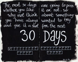 dreaming-in-techni-color:  &lsquo;The next 30 days are going to pass whether you like it or not, so why not think about something you have always wanted to try and give it a shot for the next 30 days? &rsquo; —Matt Cutts 