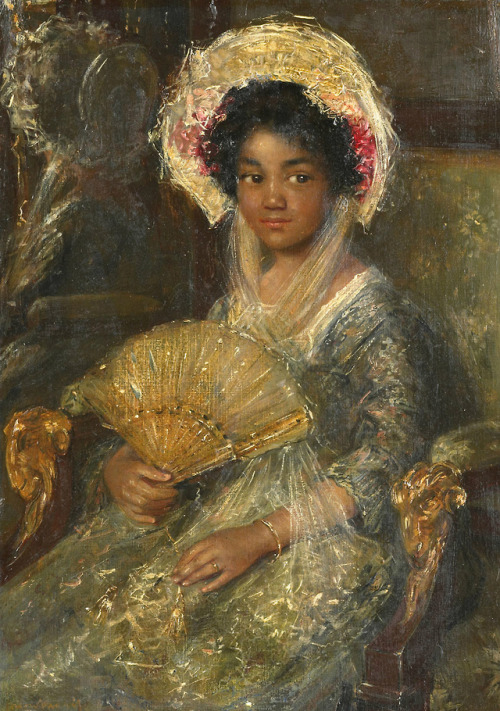 bvlgaria:‘Jonge Vrouw met Waaier (Young Woman with a Fan)’ by Simon Maris, c. 1906