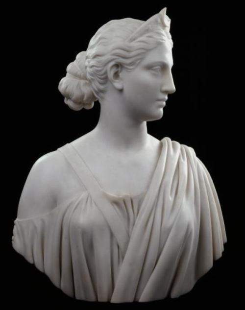 life-imitates-art-far-more:Hiram Powers (1805-1873)“Diana” (1853)MarbleNeoclassicalLocated in the Sm