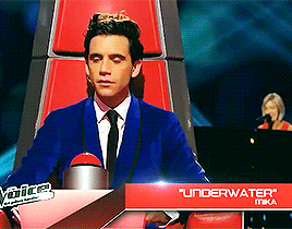 lemonyandbeatrice:Mika reacting to a contestant singing “Underwater”{image: four gifs of Mika on The