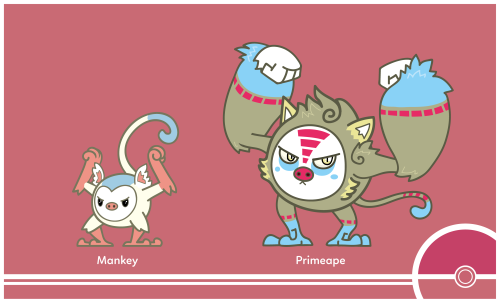 cosmopoliturtle:Pokemon Redesign #056-057 - Mankey, Primeape