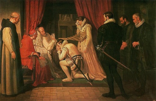 daughter-of-castile:  daughter-of-castile:  The last moments of Philip II - Francisco Jover y Casanova  On this day but in 1598, the King Philip II of Spain died at the age of 71.The expression “The empire on which the sun never sets” was coined during