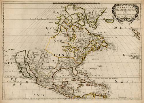 1650 map of North America by French cartographer Nicolas Sanson.  Note how it depicts California as 