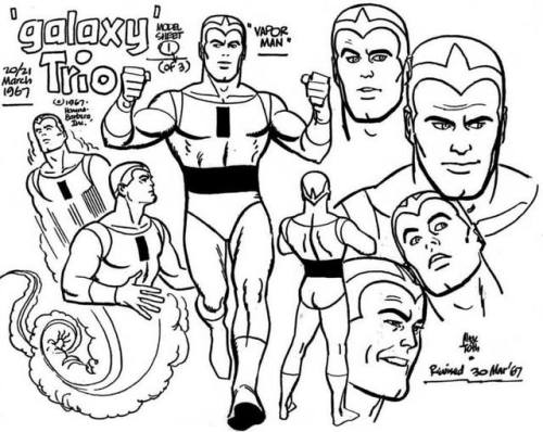 Alex Toth’s original model sheets for Hanna Barbera’s “Galaxy Trio.”I n