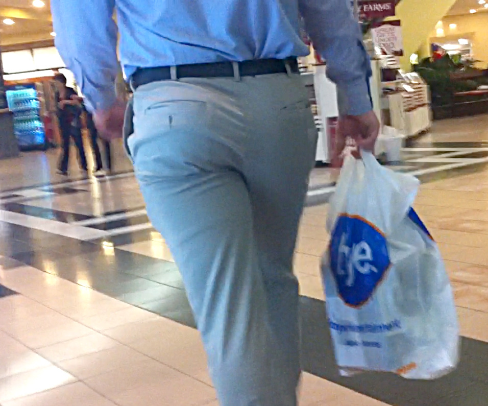 Mall Holiday Shopper in Tight Slacks