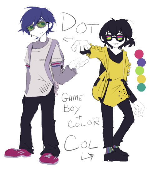 Dot and Col, Game Boy-tan and Game Boy Color-tan concept art