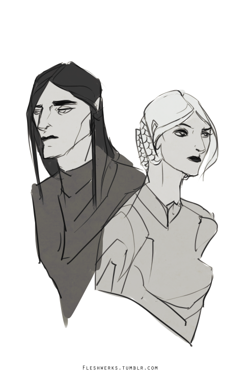 fleshwerks:A sketch of the mac Tirs.EDIT: also added the elven handmaiden, clever ERlina, my 2nd mos