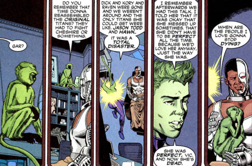 At Donna’s funeral. Their original conversation can be found here.Teen Titans/Outsiders: Secre