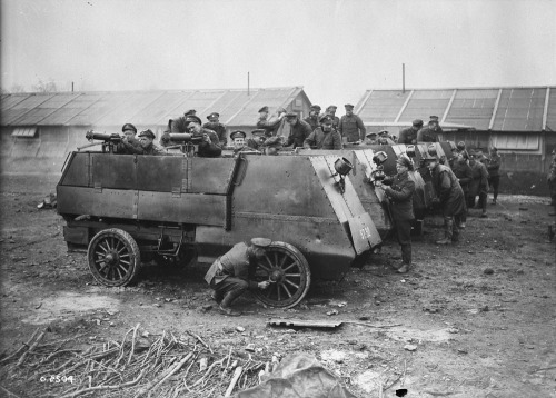 scrapironflotilla: Canadian armoured cars of Motor Machine Gun brigade in 1918. After the German off