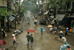 unrar:An overview of a local neighborhood, with a light rainfall, Hanoi, Vietnam, Paul Chesley.