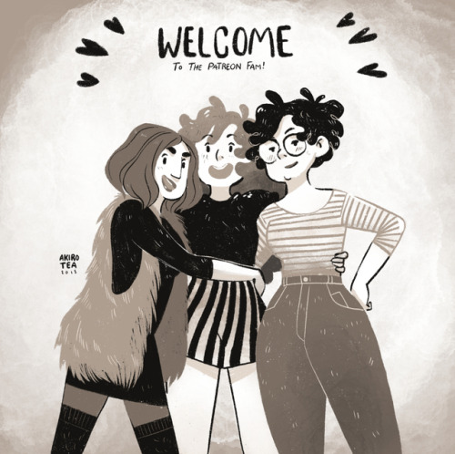 Here is a little illustration I’ve done to welcome all the new patreons. The girls to the right and 
