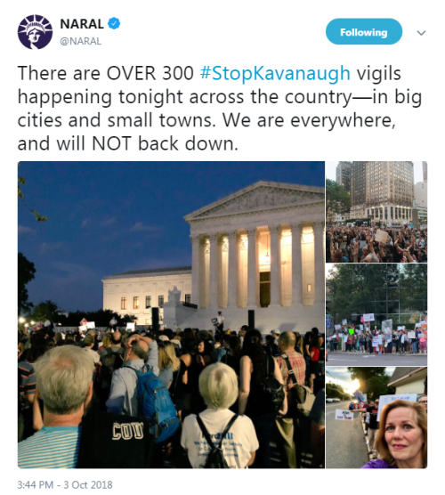 From last night - “There are OVER 300 #StopKavanaugh vigils happening tonight across the country—in 