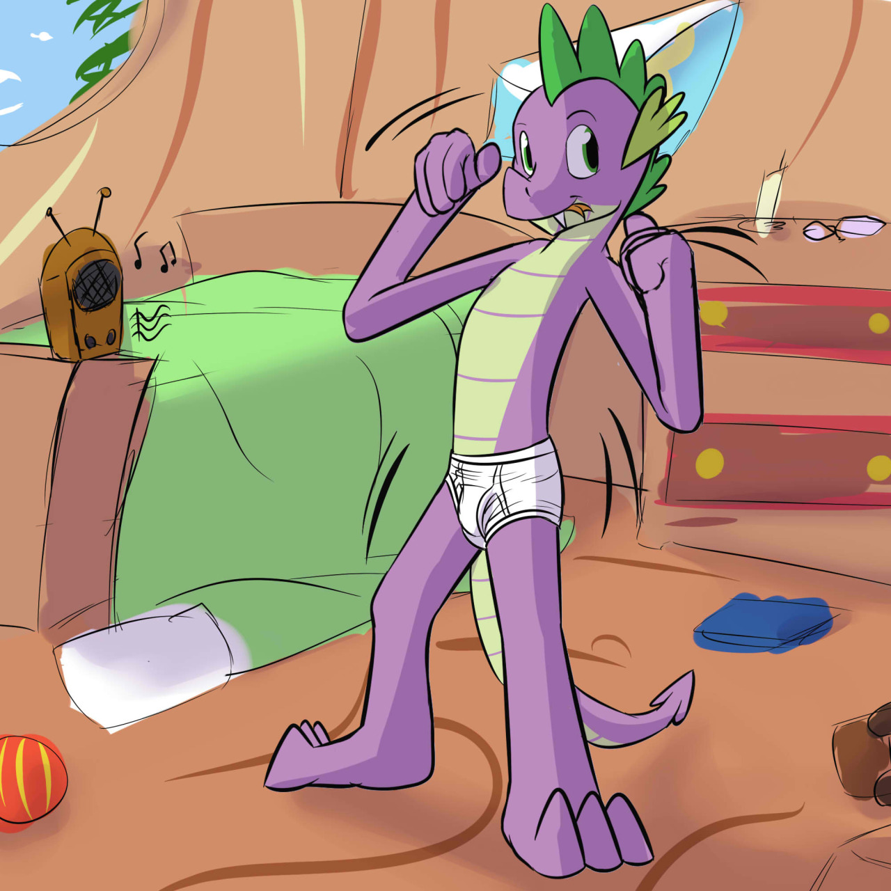Spike dancing in some briefs, cause for some reason folks like that.  I think the