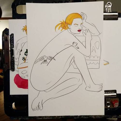 XXX Figure drawing! Woot   #art #color #ink #livedrawing photo