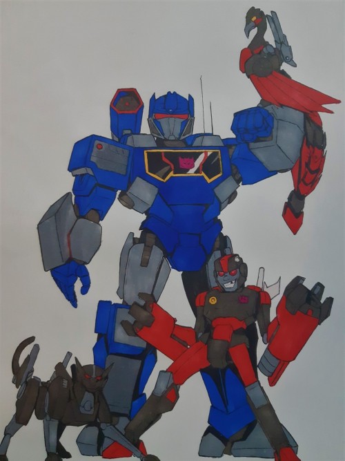 I don’t do colour often, but I got hold of some markers so here’s Soundwave and his children to the 