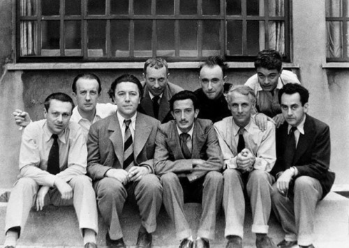 Tzara, Eluard, Breton, Arp, Dali, Tanguy, Ernst, Crevel and Man Ray.