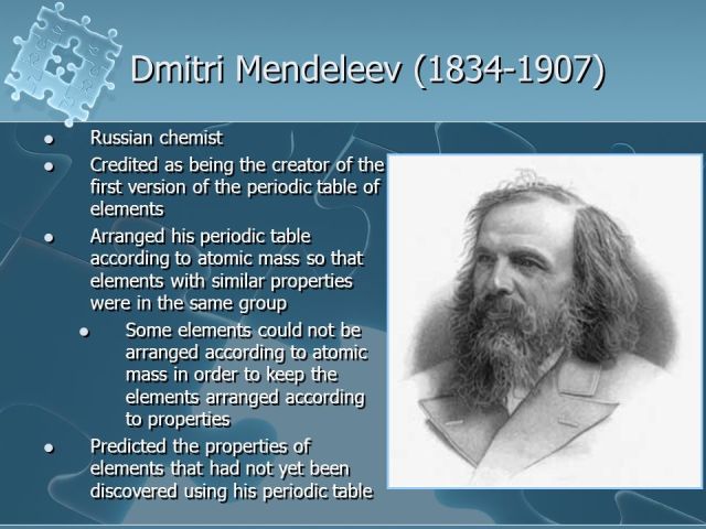 Scientist Dmitri Mendeleev Periodic Table : The Periodic Table Of Elements