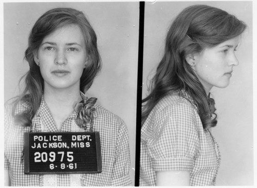 kittyslingshot:  kaylapocalypse:  attackoftheskydancers:  vintageeveryday:   Mugshot of a teenage girl arrested for protesting segregation, Mississippi, 1961. Her name is Joan Trumpauer Mulholland. Her family disowned her for her activism. After her first