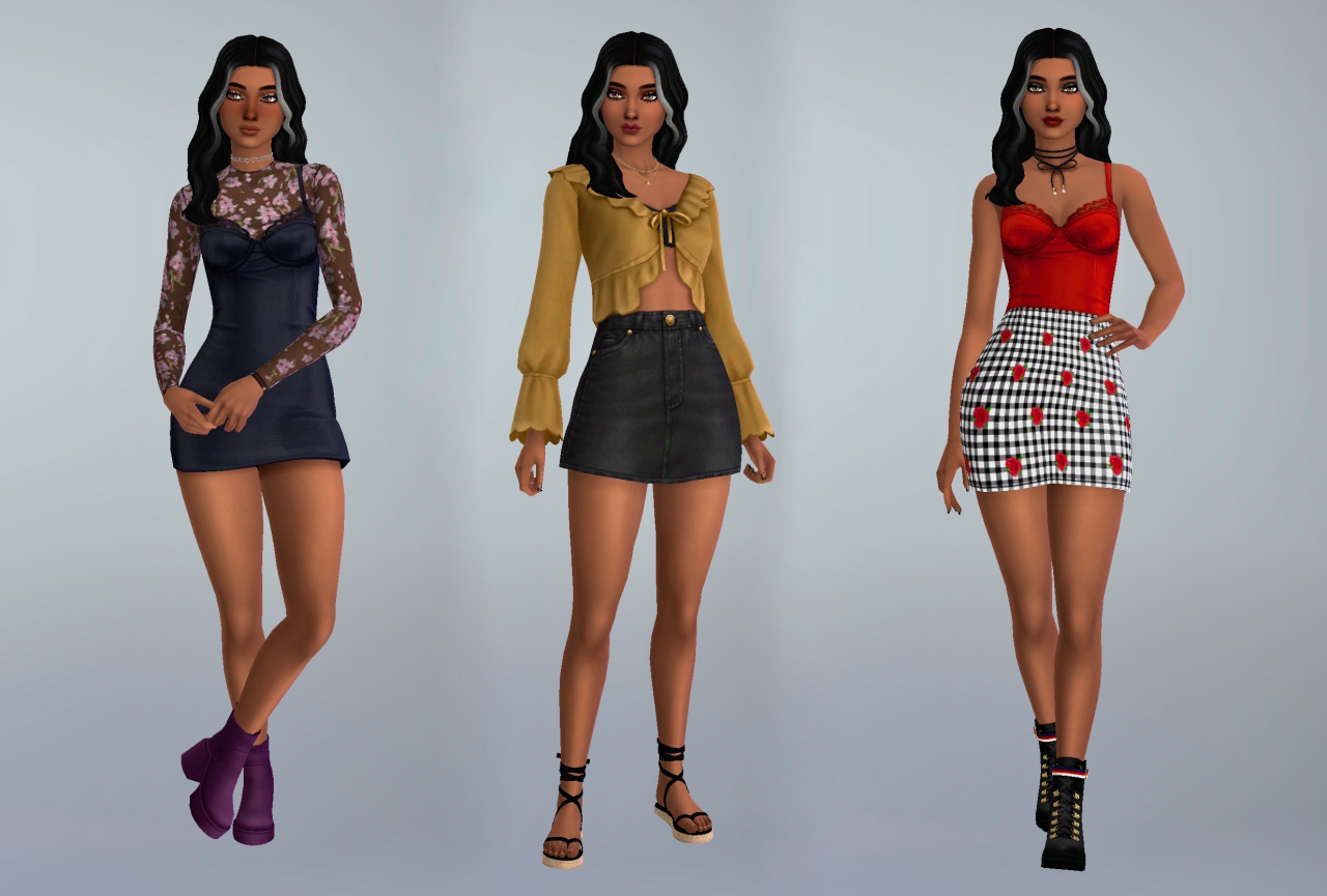 The Sims Room : 🖤 some outfits using pieces from the new mimosa...