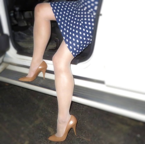 I can&rsquo;t help showing a little leg getting into and out of vehicles! Wearing a pencil skirt fro