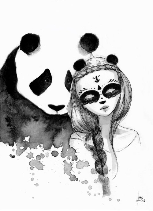 boredpanda:    Panda & Maiden Ink Illustrations: adult photos