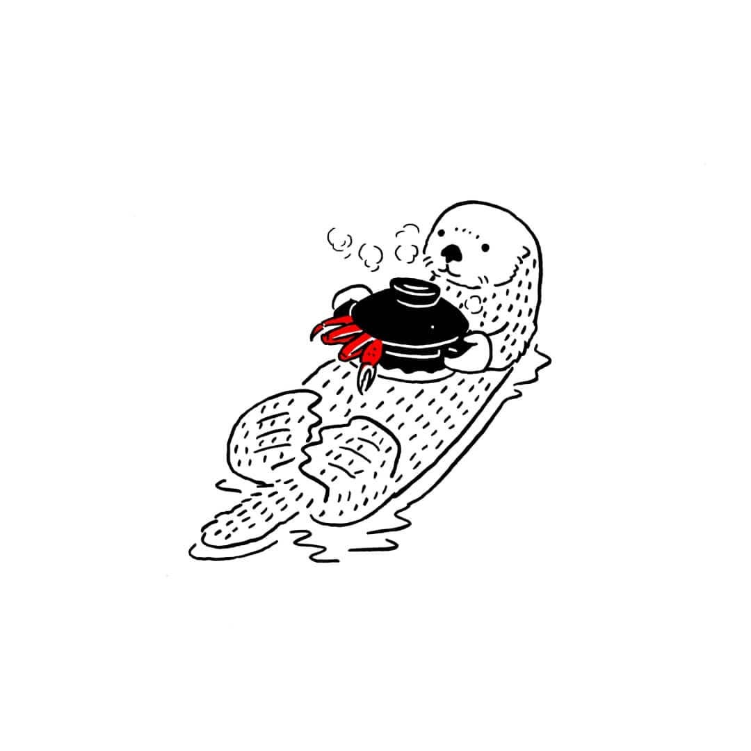 Tamio Abe Com しばれる時はお鍋だべ ラッコ Seaotter カニ 鍋 Illust Tamio Abe Com しばれる時はお鍋だべ ラッコ Seaotter カニ 鍋 Illust