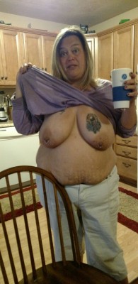 Bbwangie:  Morning Boobs And Coffee!   Find Your Big Boobed Senior Here!