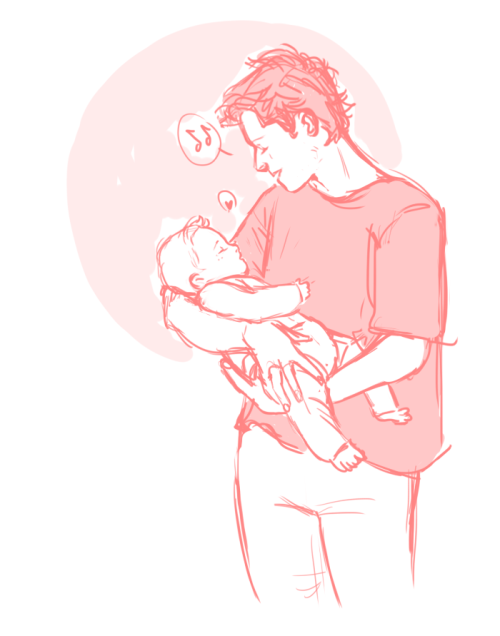 diminuel:Cas swaying to a song with Baby jack in his arms.Doodle prompt by anon :3