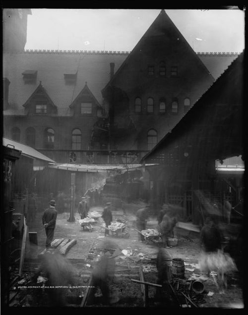 Accident at Michigan Central Railroad depot, Detroit, Michigan, November 12, 1906dry plate negative(