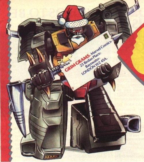 ohraggedydoctor:  Grimlock with a Christmas letter to Grim Grams at Marvel Comics 