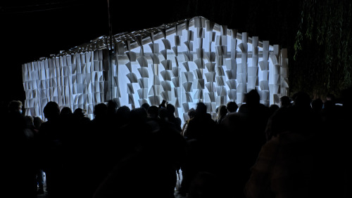 `On blank pages`by Luzinterruptus, part of Ghent light festival 2021.