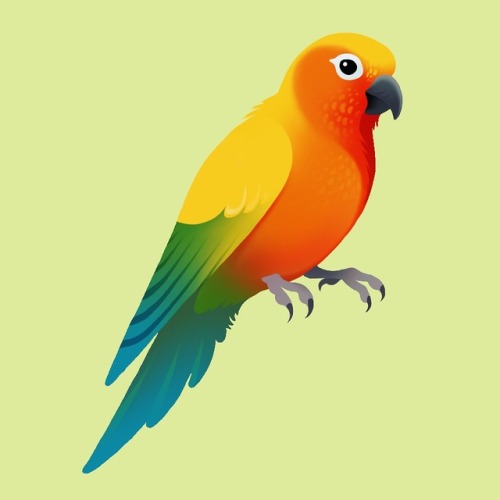 Enjoy this bright and colorful Sun Conure for huevember day seven