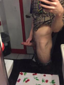 naked-straight-men:  might have been a little too horny at work on tuesday, could barely keep this thing in my pants.