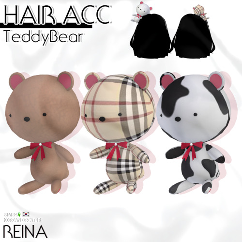 REINA_TS4_TEDDY BEAR HAIR ACC✔ TERMS OF USE !* New mesh / All LOD* No Re-colors without permission* 