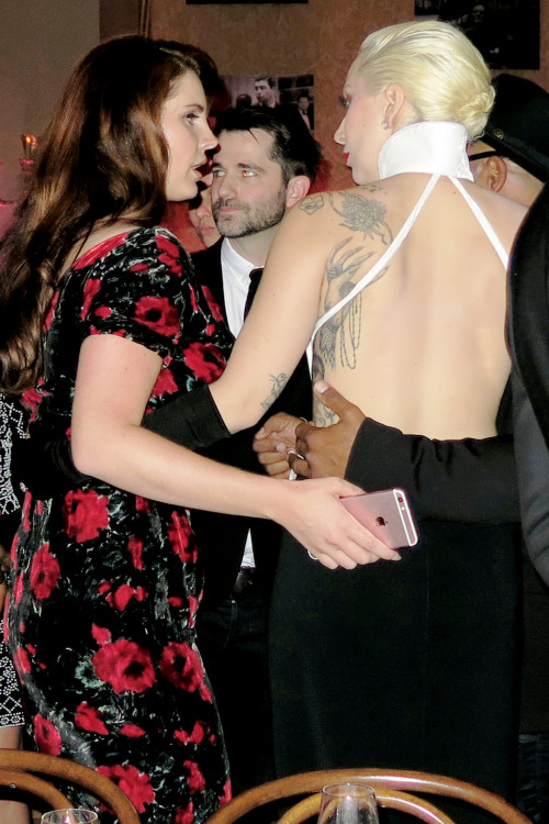 gagasgallery:  Lady Gaga and Lana Del Rey attend the Weinstein Company Pre-Oscar Dinner In Beverly Hills, CA. 2.27.16