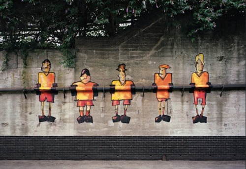 unknowneditors:  Mobile Phone Company Advertises With Whimsical, Orange-Colored Street Art So Design has created most of the images and illustrations used in mobile phone company Orange’s marketing materials since 2000. In its latest campaign for