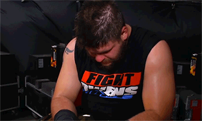 mithen-gifs-wrestling:  Kevin Owens in the aftermath of his victory over John Cena in his WWE debut.