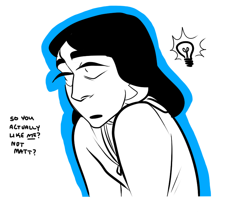 ashsart:  i love that au where rey likes matt and has no idea its kylo, but i also