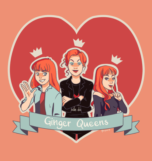 thebritishteapot: Commission for Shynefrit (which I cannot tag, idk): THE GINGER QUEEN TRIO! Lovely 