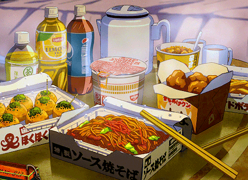 titlecard:food in WEATHERING WITH YOU / 天気の子 2019 | dir. makoto shinkai. ver esto con hambre, GG WP