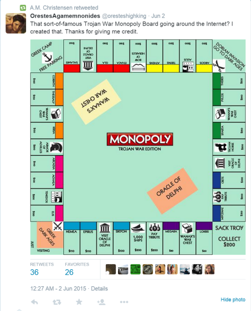 earlhamclassics: Trojan War Monopoly!