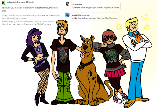 tvguts:tvguts:I feel like if I rebooted Scooby Doo for the 127th time I would just say screw it and make one of them goth. Having trouble deciding which one, though. Here are my cases for each of them:Velma: REALLY into classic literary horror and stans