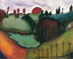 expressionism-art: Landscape, Study for ‘Paradise’ by Marcel Duchamp Medium: oil, canvas