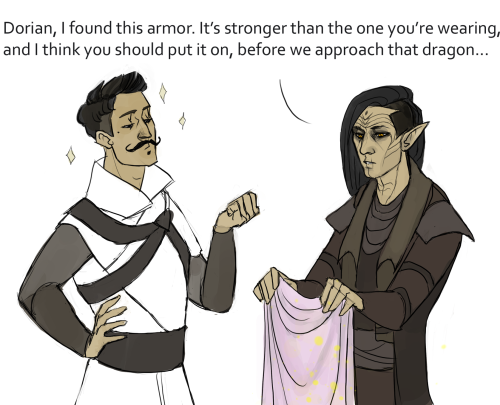 solavellan-hell: dexukiart: luccorvus: luccorvus: Varric greatly approves Dorian greatly approves Th