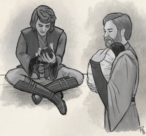 Anakin & Obi-Wan With The Twins For @weaponizedwit, Happy Birthday!