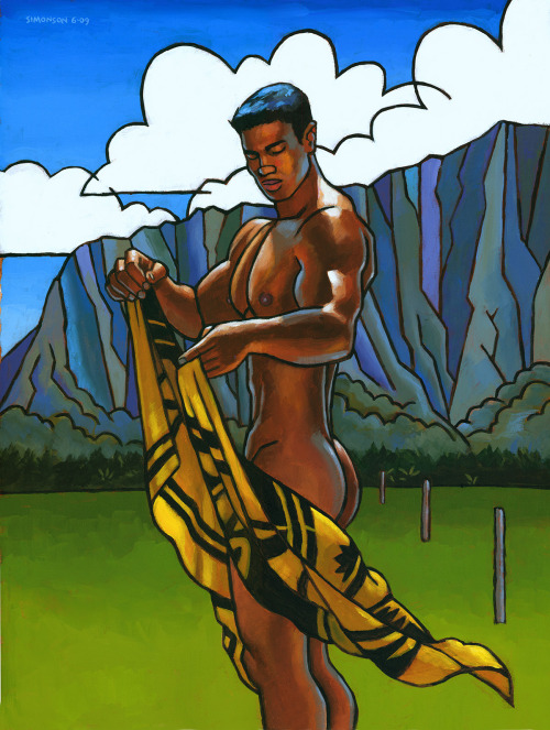 Waimanalo Field 2, acrylic painting by Douglas Simonson (2009). Douglas Simonson websiteSi